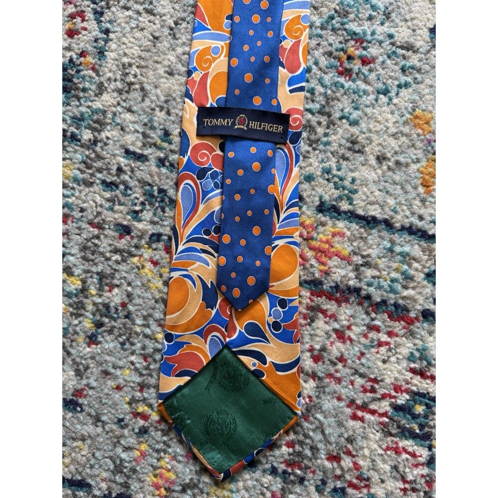 Tommy Hilfiger Colorful Paisley Polka Dot 100% Silk Neck Tie